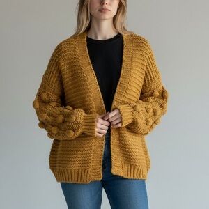 FAVLUX Mustard Knit Cardigan